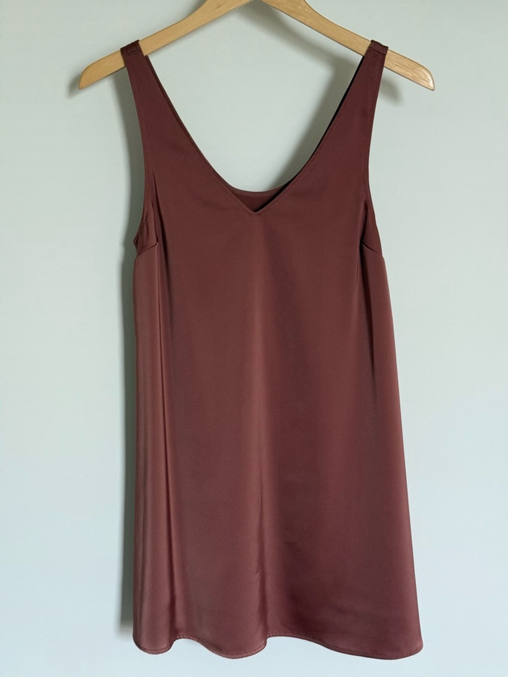 Knot Sisters Satin Mini Slip Dress Chocolate Brown Red XS